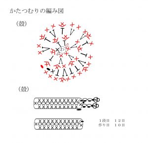 刺繍糸で編む「かたつむり」の編み図