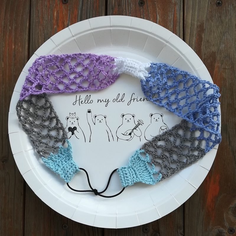 刺繍糸でかぎ針編み「ネット編みのヘアバンド」の編み方