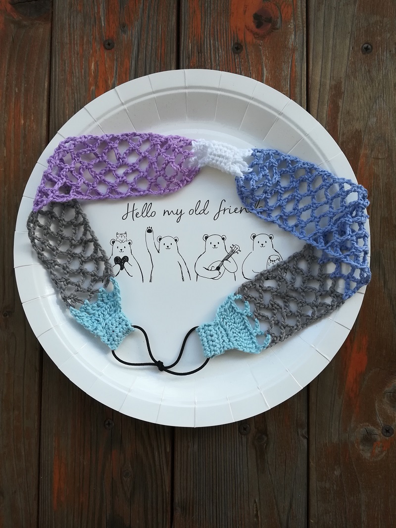 刺繍糸でかぎ針編み「ネット編みのヘアバンド」の編み方