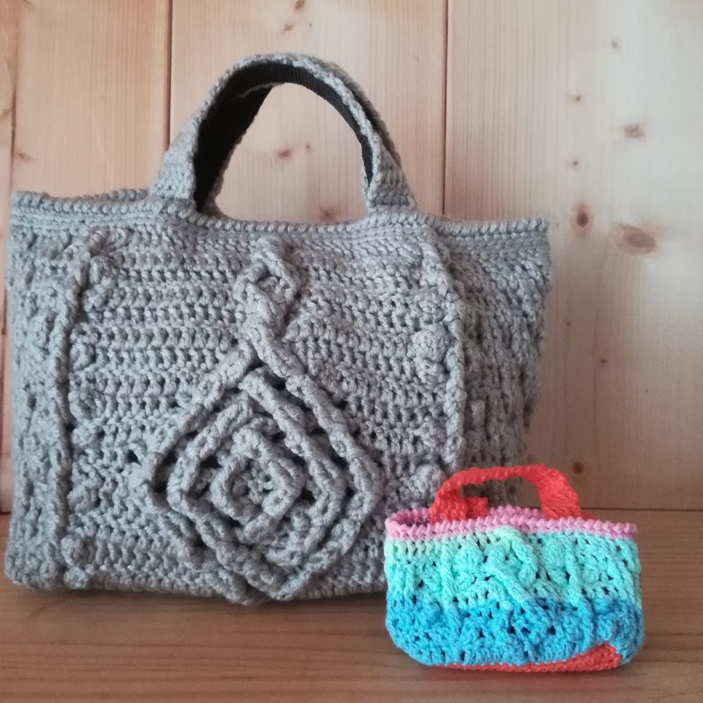 かぎ針編み「ダイヤ柄のバッグ」の編み方
